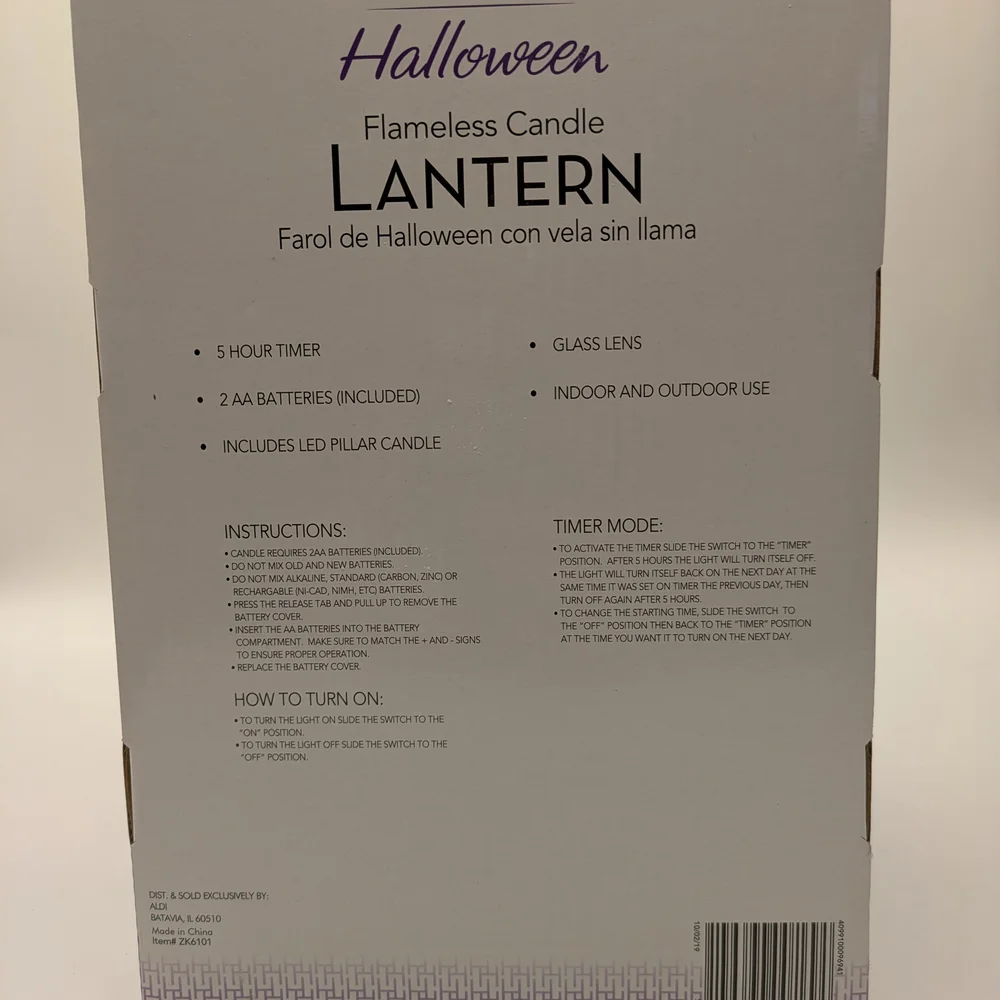 Black Flameless Candle Lantern Halloween Theme